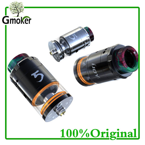 100% Original IJOY RDTA 5 Tank with resin drip tip top refill design adjustabel side bottom airflow RTA ecig vapor tank for vape